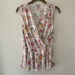 White Birch Sleeveless Floral Peplum Top